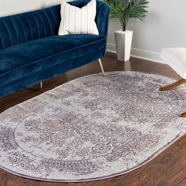 Violet 4' x 6' Aberdeen Oval Area Rug 60% Polypropylene & 40% Polyester Living Dining Office Room Carpet for Sale at Rug Engine