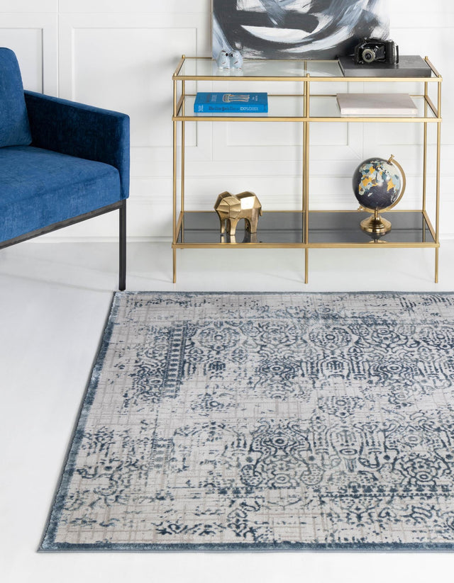Blue 5' 3 x 5' 3 Aberdeen Square Area Rug 60% Polypropylene & 40% Polyester Living Dining Office Room Carpet for Sale at Rug Engine