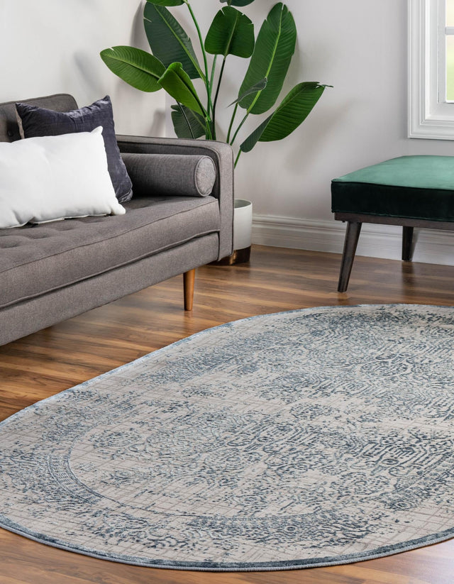 Blue 4' x 6' Aberdeen Oval Area Rug 60% Polypropylene & 40% Polyester Living Dining Office Room Carpet for Sale at Rug Engine