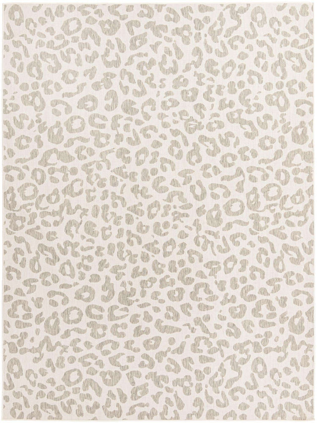Ivory Gray 9' x 12' Outdoor Safari Rectangle Area Rug Weather Resistant for Patio, Deck, Terrace, Balcony, Porch Animal Print Wildlife Nature Carpet for Sale at Rug Engine