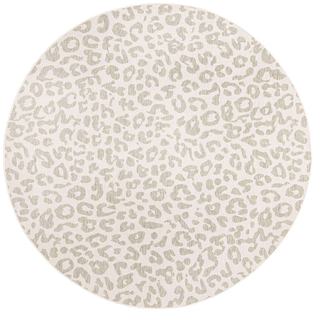 Ivory Gray 10' x 10' Outdoor Safari Round Area Rug Weather Resistant for Patio, Deck, Terrace, Balcony, Porch Animal Print Wildlife Nature Carpet for Sale at Rug Engine