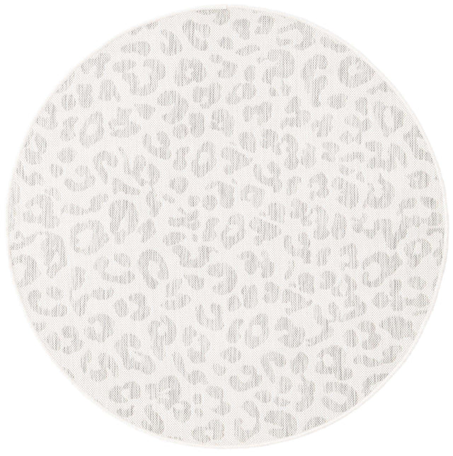 Ivory Gray 4' 1 x 4' 1 Outdoor Safari Round Area Rug Weather Resistant for Patio, Deck, Terrace, Balcony, Porch Animal Print Wildlife Nature Carpet for Sale at Rug Engine