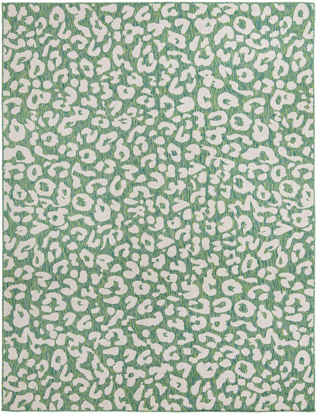 Green Blue 9' x 12' Outdoor Safari Rectangle Area Rug Weather Resistant for Patio, Deck, Terrace, Balcony, Porch Animal Print Wildlife Nature Carpet for Sale at Rug Engine