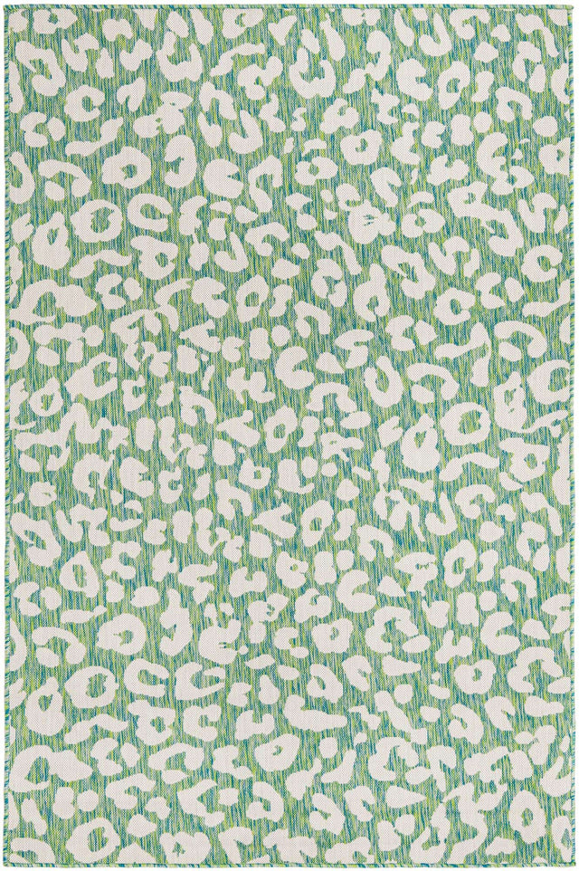 Green Blue 5' 3 x 8' Outdoor Safari Rectangle Area Rug Weather Resistant for Patio, Deck, Terrace, Balcony, Porch Animal Print Wildlife Nature Carpet for Sale at Rug Engine