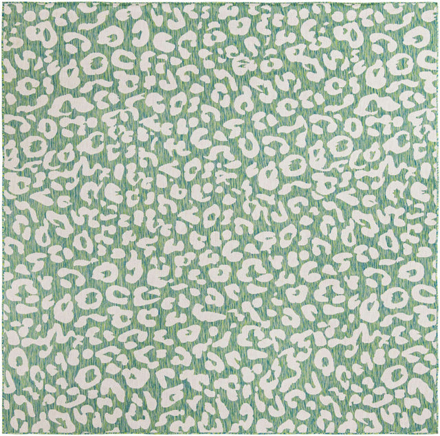 Green Blue 10' x 10' Outdoor Safari Square Area Rug Weather Resistant for Patio, Deck, Terrace, Balcony, Porch Animal Print Wildlife Nature Carpet for Sale at Rug Engine