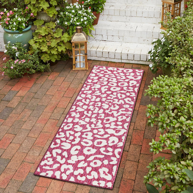 Magenta 2' x 6' 1 Outdoor Safari Runner Area Rug Weather Resistant for Patio, Deck, Terrace, Balcony, Porch Animal Print Wildlife Nature Carpet for Sale at Rug Engine