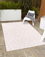 Pink Ivory 7' 10 x 11' Outdoor Safari Rectangle Area Rug Weather Resistant for Patio, Deck, Terrace, Balcony, Porch
