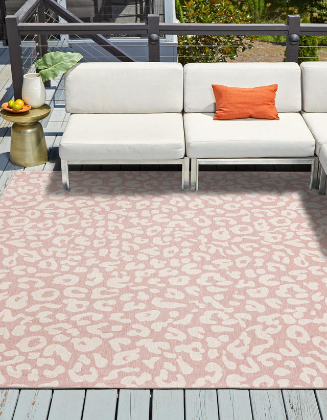 Pink Ivory 13' 1 x 13' 1 Outdoor Safari Square Area Rug Weather Resistant for Patio, Deck, Terrace, Balcony, Porch Animal Print Wildlife Nature Carpet for Sale at Rug Engine
