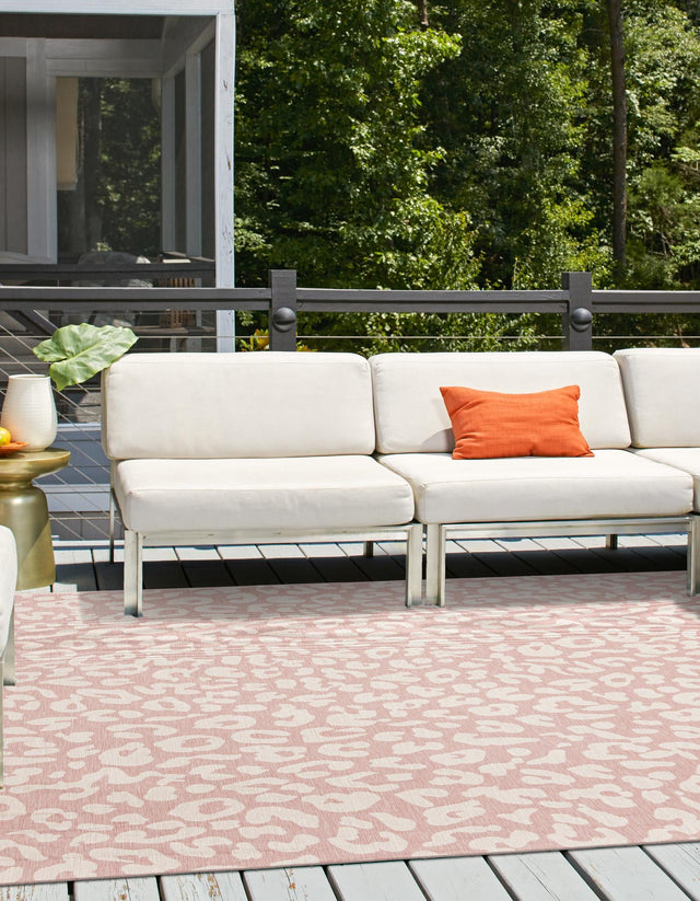 Pink Ivory 13' 1 x 13' 1 Outdoor Safari Square Area Rug Weather Resistant for Patio, Deck, Terrace, Balcony, Porch Animal Print Wildlife Nature Carpet for Sale at Rug Engine