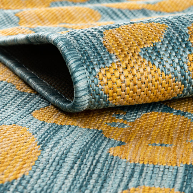 Blue Yellow 2' x 3' 1 Outdoor Safari Rectangle Area Rug Weather Resistant for Patio, Deck, Terrace, Balcony, Porch Animal Print Wildlife Nature Carpet for Sale at Rug Engine