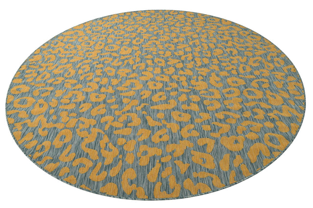 Blue Yellow 10' x 10' Outdoor Safari Round Area Rug Weather Resistant for Patio, Deck, Terrace, Balcony, Porch Animal Print Wildlife Nature Carpet for Sale at Rug Engine