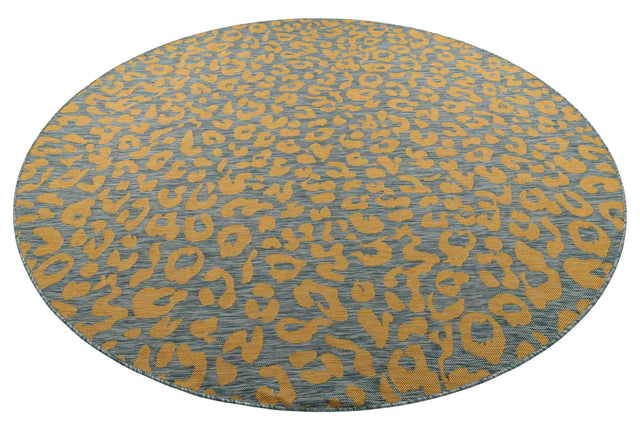 Blue Yellow 10' x 10' Outdoor Safari Round Area Rug Weather Resistant for Patio, Deck, Terrace, Balcony, Porch Animal Print Wildlife Nature Carpet for Sale at Rug Engine