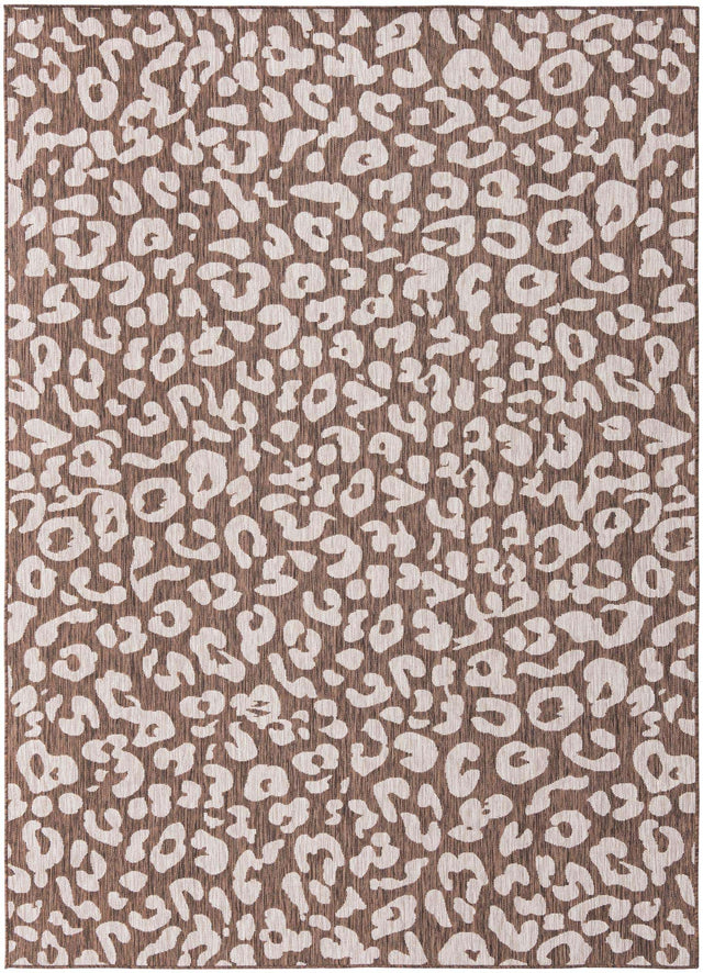 Brown 7' 10 x 11' Outdoor Safari Rectangle Area Rug Weather Resistant for Patio, Deck, Terrace, Balcony, Porch Animal Print Wildlife Nature Carpet for Sale at Rug Engine