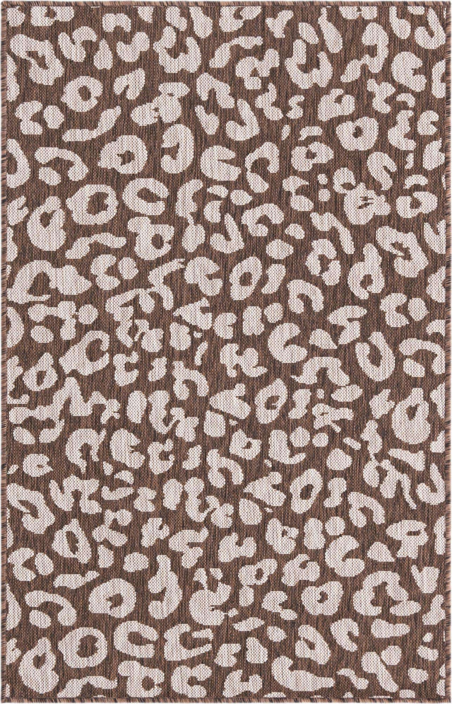 Brown 3' 1 x 5' 3 Outdoor Safari Rectangle Area Rug Weather Resistant for Patio, Deck, Terrace, Balcony, Porch Animal Print Wildlife Nature Carpet for Sale at Rug Engine