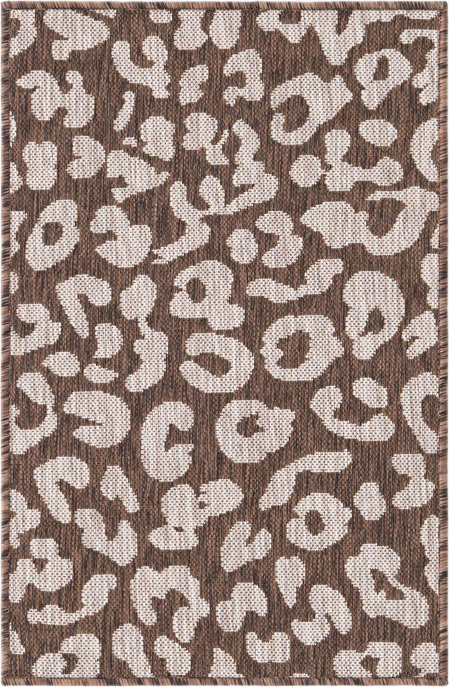 Brown 2' x 3' 1 Outdoor Safari Rectangle Area Rug Weather Resistant for Patio, Deck, Terrace, Balcony, Porch Animal Print Wildlife Nature Carpet for Sale at Rug Engine