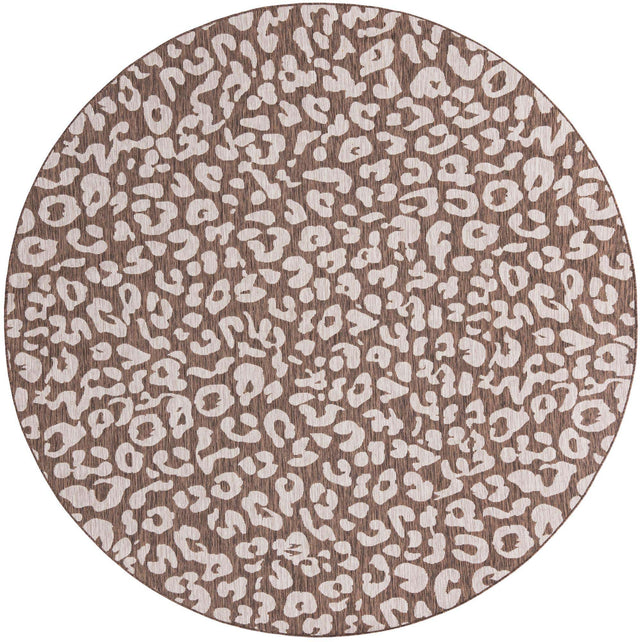 Brown 10' x 10' Outdoor Safari Round Area Rug Weather Resistant for Patio, Deck, Terrace, Balcony, Porch Animal Print Wildlife Nature Carpet for Sale at Rug Engine