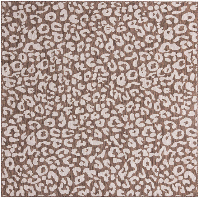 Brown 10' x 10' Outdoor Safari Square Area Rug Weather Resistant for Patio, Deck, Terrace, Balcony, Porch Animal Print Wildlife Nature Carpet for Sale at Rug Engine