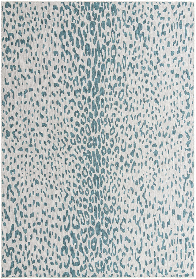 Teal 10' x 14' 1 Outdoor Safari Rectangle Area Rug Weather Resistant for Patio, Deck, Terrace, Balcony, Porch Animal Print Wildlife Nature Carpet for Sale at Rug Engine