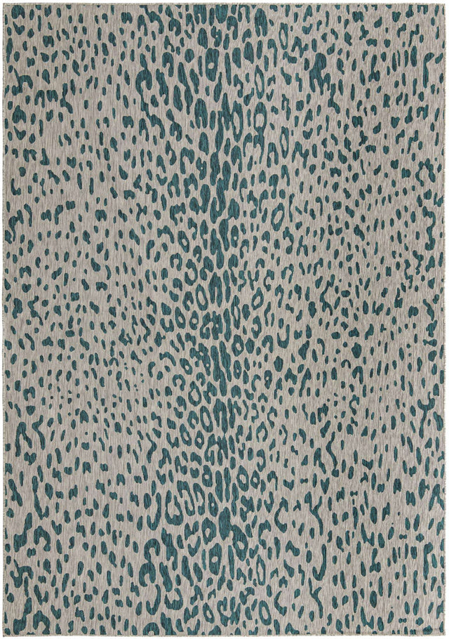 Teal 10' x 14' 1 Outdoor Safari Rectangle Area Rug Weather Resistant for Patio, Deck, Terrace, Balcony, Porch Animal Print Wildlife Nature Carpet for Sale at Rug Engine