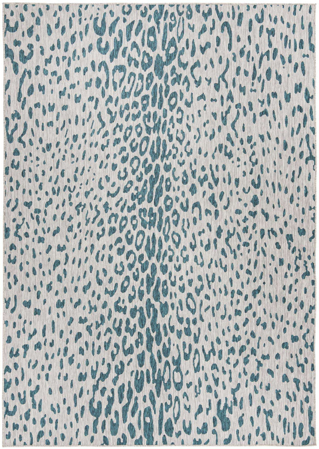 Teal 7' 10 x 11' Outdoor Safari Rectangle Area Rug Weather Resistant for Patio, Deck, Terrace, Balcony, Porch Animal Print Wildlife Nature Carpet for Sale at Rug Engine