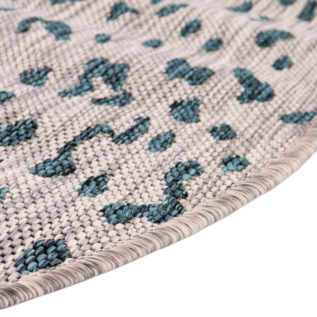 Teal 10' x 10' Outdoor Safari Round Area Rug Weather Resistant for Patio, Deck, Terrace, Balcony, Porch Animal Print Wildlife Nature Carpet for Sale at Rug Engine