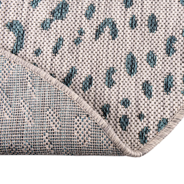 Teal 3' 1 x 3' 1 Outdoor Safari Round Area Rug Weather Resistant for Patio, Deck, Terrace, Balcony, Porch Animal Print Wildlife Nature Carpet for Sale at Rug Engine