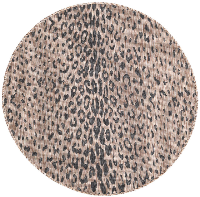 Natural 4' 1 x 4' 1 Outdoor Safari Round Area Rug Weather Resistant for Patio, Deck, Terrace, Balcony, Porch Animal Print Wildlife Nature Carpet for Sale at Rug Engine