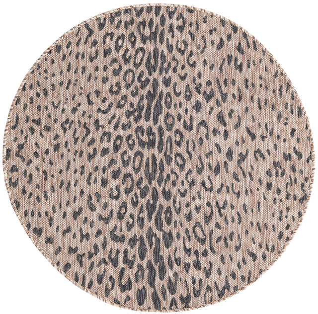 Natural 4' 1 x 4' 1 Outdoor Safari Round Area Rug Weather Resistant for Patio, Deck, Terrace, Balcony, Porch Animal Print Wildlife Nature Carpet for Sale at Rug Engine