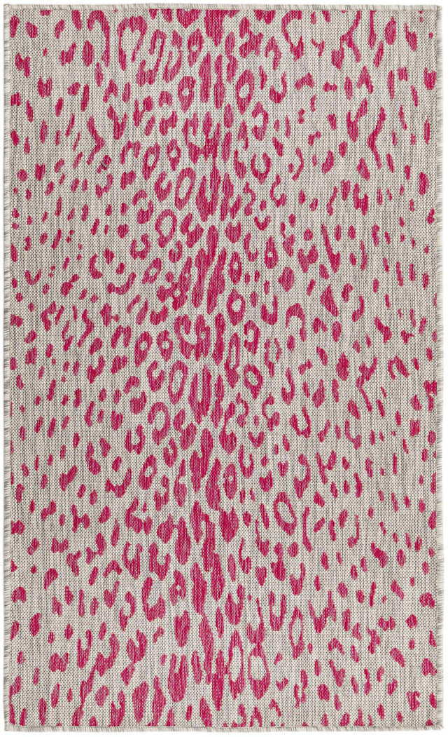 Pink Gray 3' 1 x 5' 3 Outdoor Safari Rectangle Area Rug Weather Resistant for Patio, Deck, Terrace, Balcony, Porch Animal Print Wildlife Nature Carpet for Sale at Rug Engine