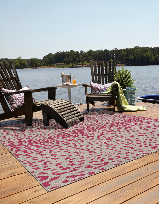 Pink Gray 10' x 10' Outdoor Safari Square Area Rug Weather Resistant for Patio, Deck, Terrace, Balcony, Porch Animal Print Wildlife Nature Carpet for Sale at Rug Engine