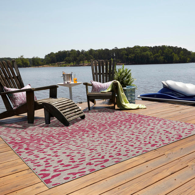 Pink Gray 10' x 10' Outdoor Safari Square Area Rug Weather Resistant for Patio, Deck, Terrace, Balcony, Porch Animal Print Wildlife Nature Carpet for Sale at Rug Engine