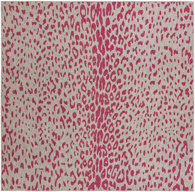 Pink Gray 10' x 10' Outdoor Safari Square Area Rug Weather Resistant for Patio, Deck, Terrace, Balcony, Porch Animal Print Wildlife Nature Carpet for Sale at Rug Engine