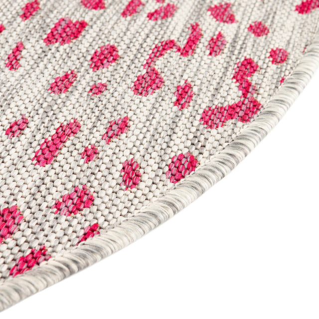 Pink Gray 4' 1 x 4' 1 Outdoor Safari Round Area Rug Weather Resistant for Patio, Deck, Terrace, Balcony, Porch Animal Print Wildlife Nature Carpet for Sale at Rug Engine