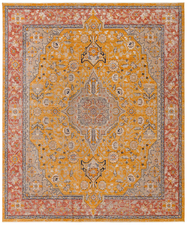 Yellow 10' x 12' 4 Lola Rectangle Area Rug Polypropylene With Jute Backing Traditional Pattern Easy Clean Carpet for Home Interior Design for Sale at Rug Engine