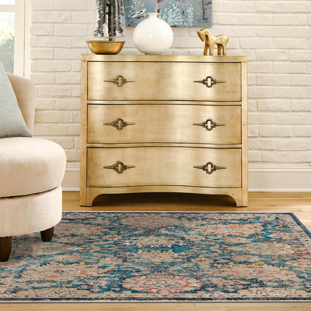 Blue 3' 11 x 3' 11 Lola Square Area Rug Polypropylene With Jute Backing Traditional Pattern Easy Clean Carpet for Home Interior Design for Sale at Rug Engine