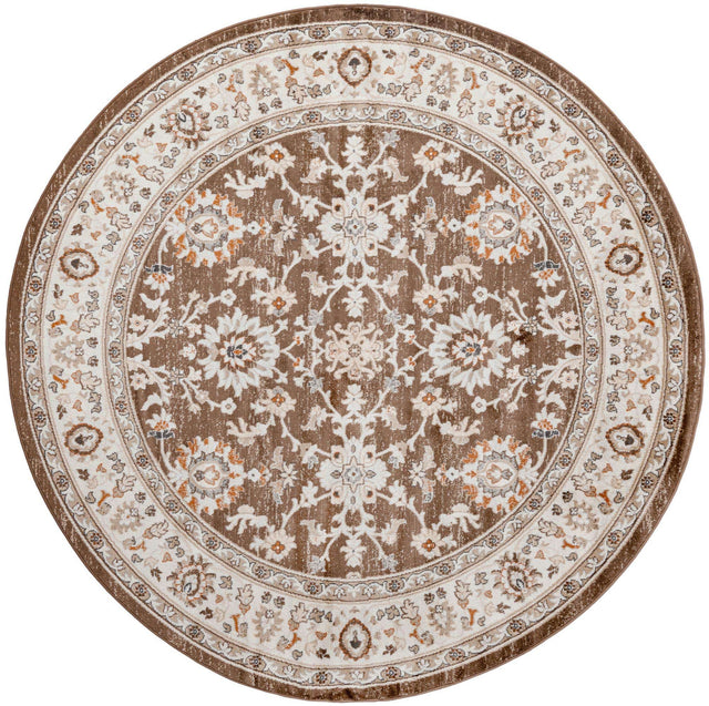 Brown 7' 10 x 7' 10 Charlotte Round Area Rug 100% Polypropylene With Jute Backing Traditional Classical Durable Carpet for Living Dining Office Rooms for Sale at Rug Engine