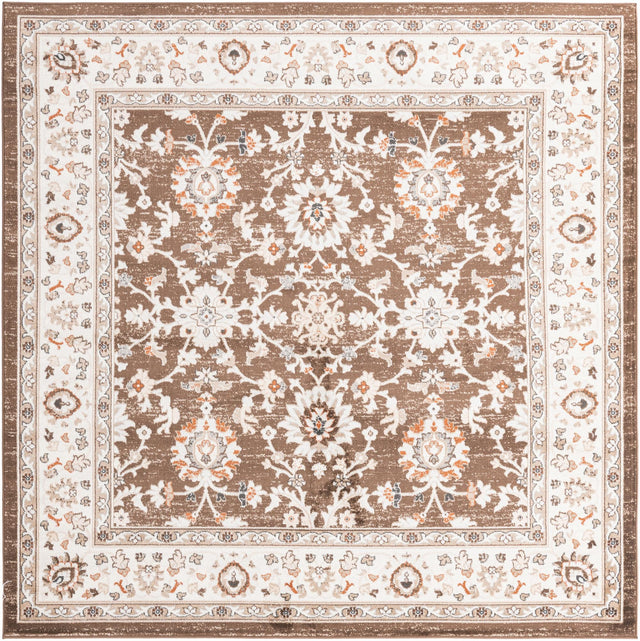 Brown 7' 10 x 7' 10 Charlotte Square Area Rug 100% Polypropylene With Jute Backing Traditional Classical Durable Carpet for Living Dining Office Rooms for Sale at Rug Engine