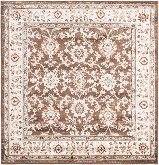 Brown 5' 3 x 5' 3 Charlotte Square Area Rug 100% Polypropylene With Jute Backing Traditional Classical Durable Carpet for Living Dining Office Rooms for Sale at Rug Engine
