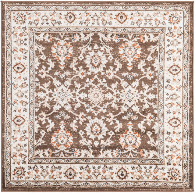 Brown 4' 1 x 4' 1 Charlotte Square Area Rug 100% Polypropylene With Jute Backing Traditional Classical Durable Carpet for Living Dining Office Rooms for Sale at Rug Engine