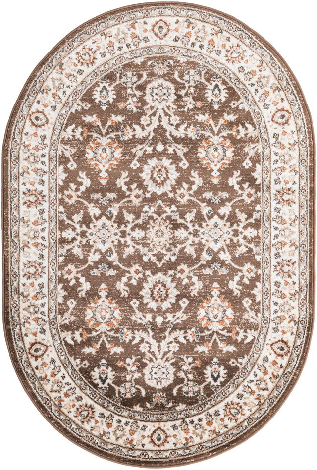 Brown 4' 1 x 6' 1 Charlotte Oval Area Rug 100% Polypropylene With Jute Backing Traditional Classical Durable Carpet for Living Dining Office Rooms for Sale at Rug Engine