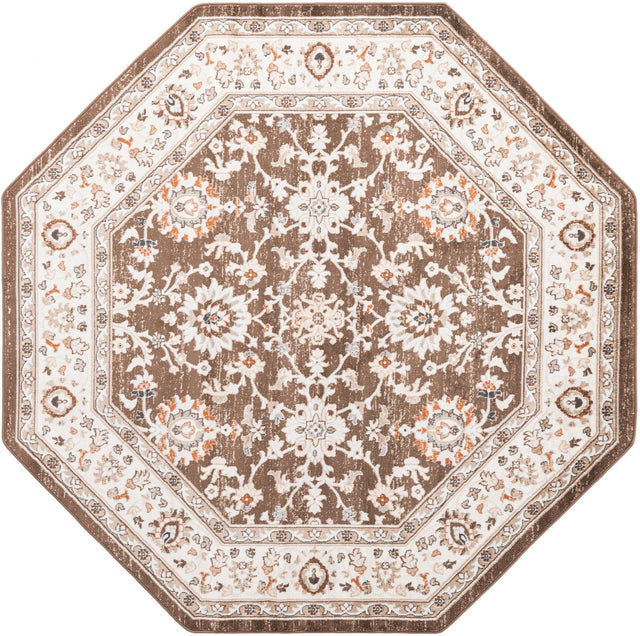 Brown 7' 10 x 7' 10 Charlotte Octagon Area Rug 100% Polypropylene With Jute Backing Traditional Classical Durable Carpet for Living Dining Office Rooms for Sale at Rug Engine