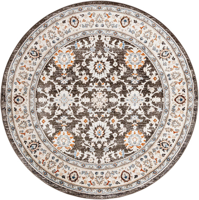 Fume Gray 7' 10 x 7' 10 Charlotte Round Area Rug 100% Polypropylene With Jute Backing Traditional Classical Durable Carpet for Living Dining Office Rooms for Sale at Rug Engine