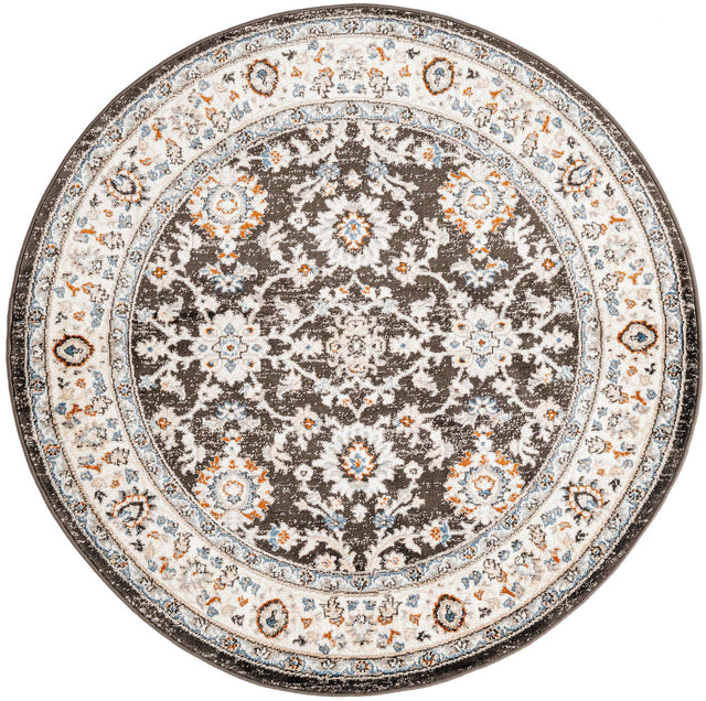 Fume Gray 5' 3 x 5' 3 Charlotte Round Area Rug 100% Polypropylene With Jute Backing Traditional Classical Durable Carpet for Living Dining Office Rooms for Sale at Rug Engine