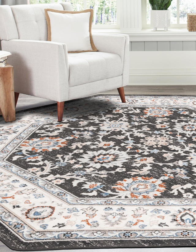 Fume Gray 5' 3 x 5' 3 Charlotte Octagon Area Rug 100% Polypropylene With Jute Backing Traditional Classical Durable Carpet for Living Dining Office Rooms for Sale at Rug Engine