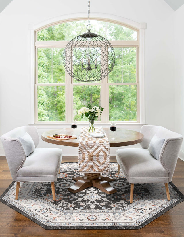 Fume Gray 7' 10 x 7' 10 Charlotte Octagon Area Rug 100% Polypropylene With Jute Backing Traditional Classical Durable Carpet for Living Dining Office Rooms for Sale at Rug Engine