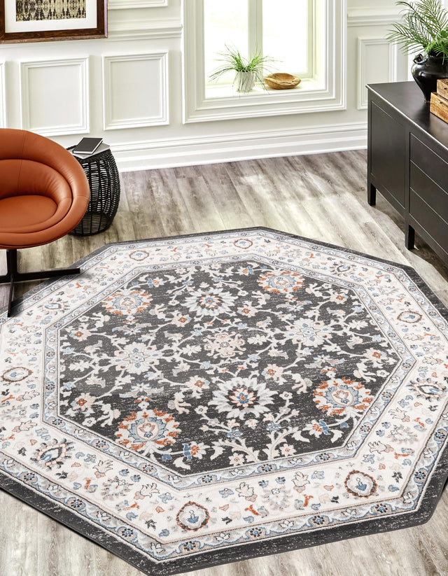 Fume Gray 7' 10 x 7' 10 Charlotte Octagon Area Rug 100% Polypropylene With Jute Backing Traditional Classical Durable Carpet for Living Dining Office Rooms for Sale at Rug Engine