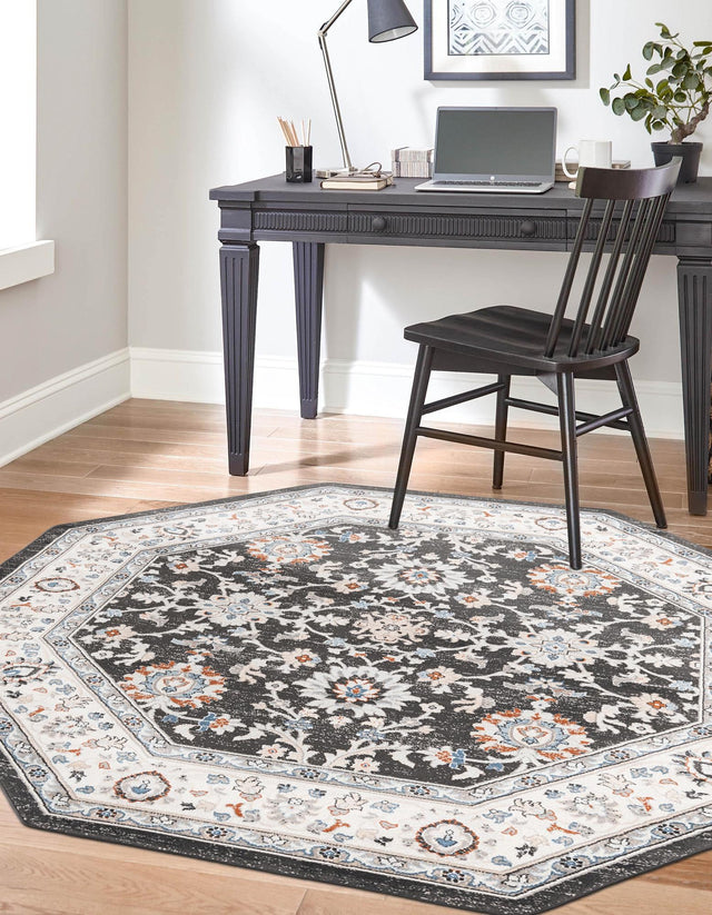 Fume Gray 5' 3 x 5' 3 Charlotte Octagon Area Rug 100% Polypropylene With Jute Backing Traditional Classical Durable Carpet for Living Dining Office Rooms for Sale at Rug Engine