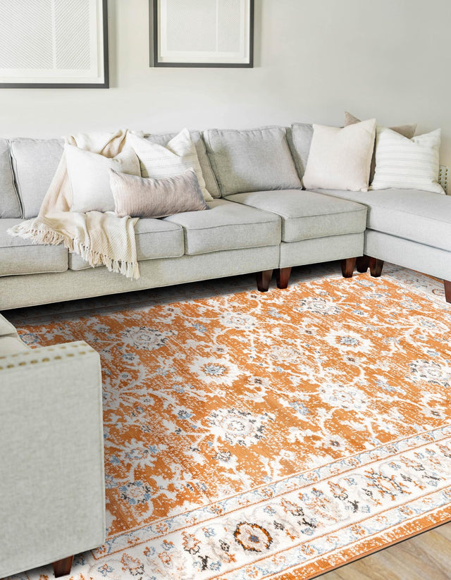 Rust Red 7' 10 x 10' Charlotte Rectangle Area Rug 100% Polypropylene With Jute Backing Traditional Classical Durable Carpet for Living Dining Office Rooms for Sale at Rug Engine