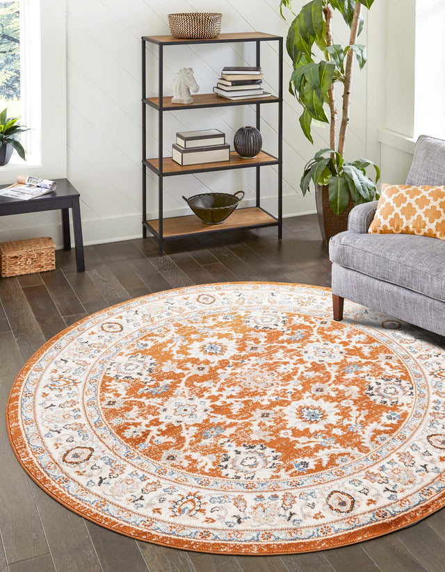 Rust Red 7' 10 x 7' 10 Charlotte Round Area Rug 100% Polypropylene With Jute Backing Traditional Classical Durable Carpet for Living Dining Office Rooms for Sale at Rug Engine
