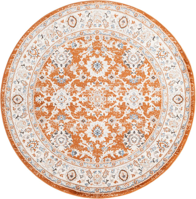 Rust Red 5' 3 x 5' 3 Charlotte Round Area Rug 100% Polypropylene With Jute Backing Traditional Classical Durable Carpet for Living Dining Office Rooms for Sale at Rug Engine